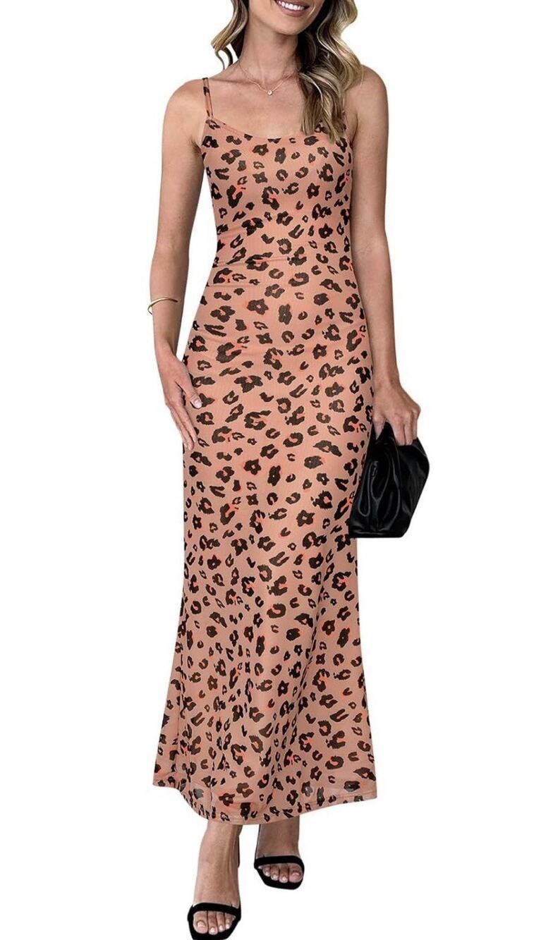 PRETTYGARDEN Spaghetti Strap Animal Print Maxi Dress Women’s XS